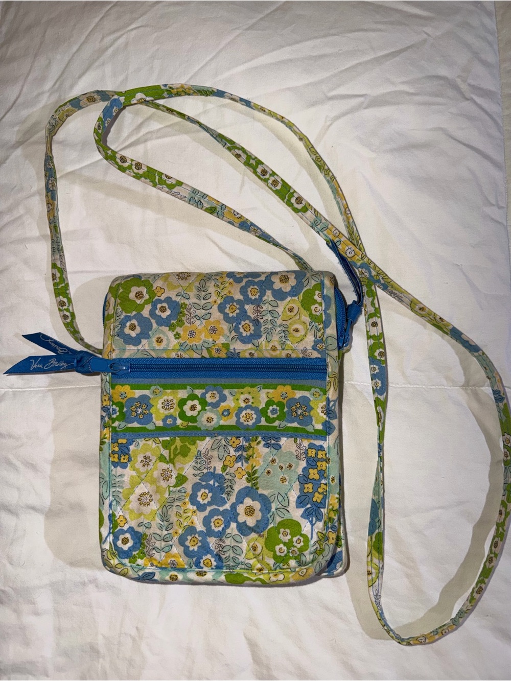 Vera Bradley Blue, Green & Yellow Floral Crossbody Bag